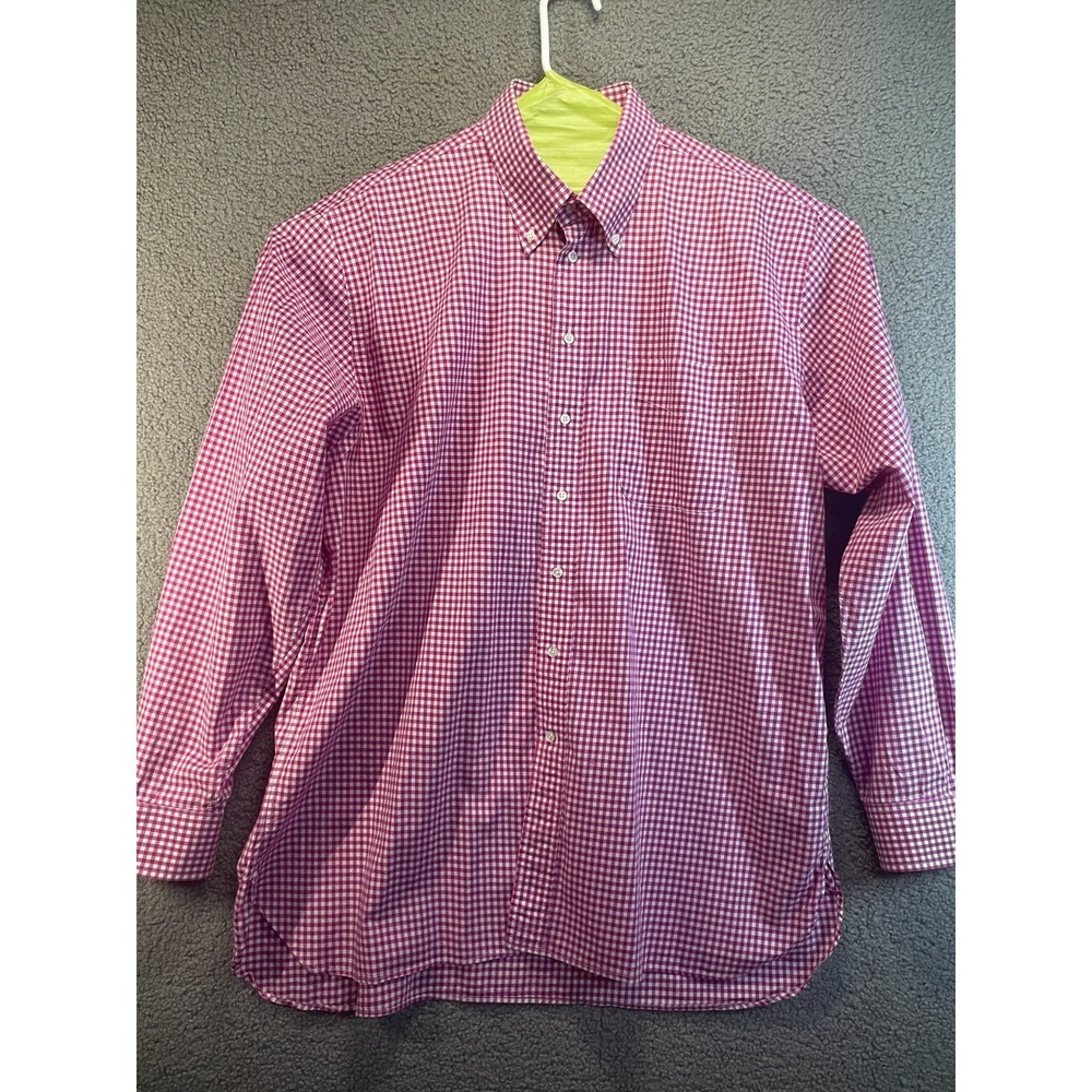 Ben Silver Charleston Mens Pink Check Button Down Dress Shirt XL